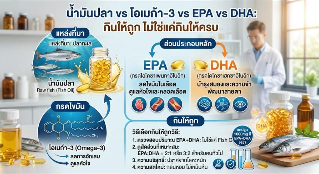 น้ำมันปลา vs Omega-3 vs EPA vs DHA: กินให้ถูก ไม่ใช่แค่กินให้ครบ