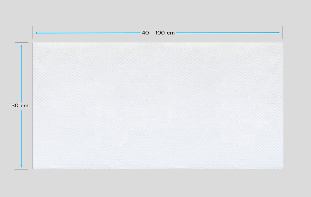 ขนาดแผ่น 30 ซม. × 40–100 ซม.